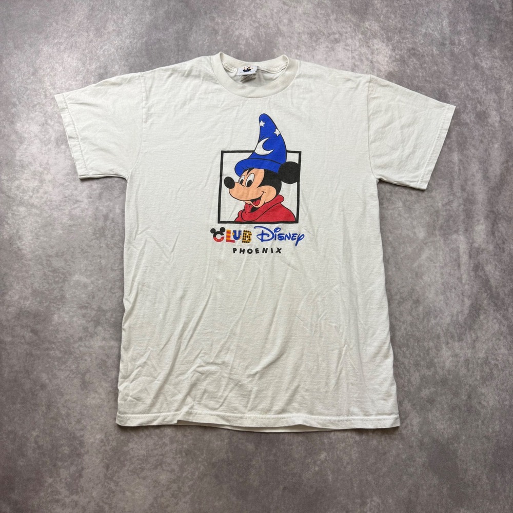 Vintage Club Disney Phoenix Sorcerer Mickey Mouse T-Shirt White Medium USA Made